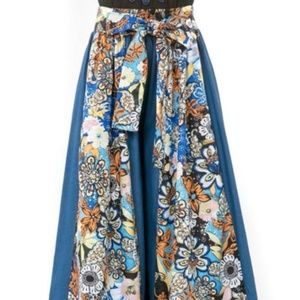Wide leg denim palazzo pants